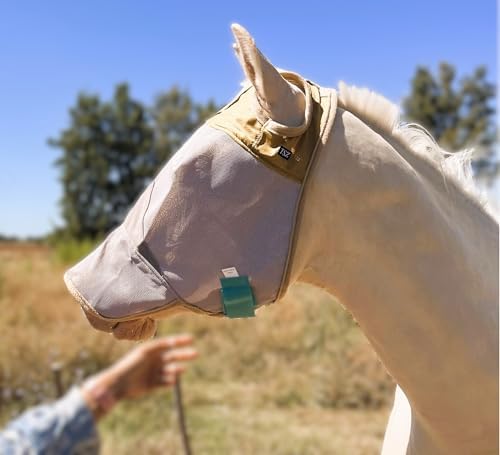 TSZ Horse Fly Mask with Nose Cover - UV Block 70% Breathable Mesh Flymask