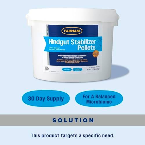 Farnam Hindgut Stabilizer Pellets, Daily Hindgut Support for Horses, 3.7 lb