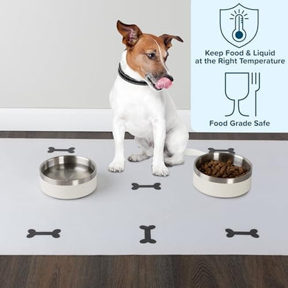 PETMAKER Stainless Steel Dog Bowls, Cream, Set of 2, 32oz/4 Cups