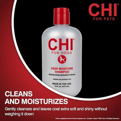 CHI for Dogs Deep Moisture Hydrating Dog Shampoo, 16 Fl Oz Bottle