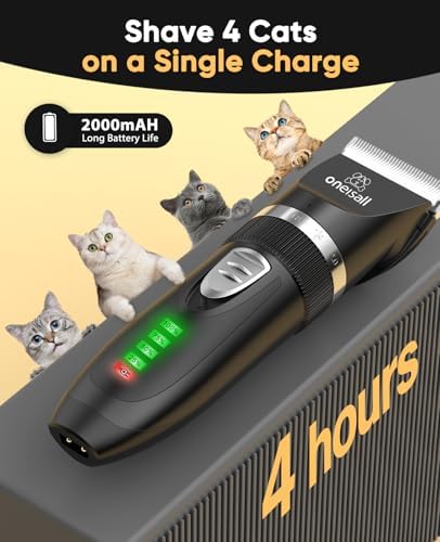 oneisall Quiet Cat Clippers for Matted & Long Hair 2-Speed Cat Grooming Kit