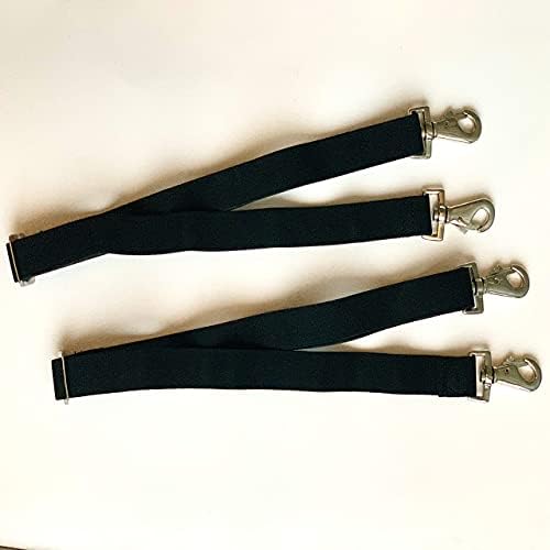 Majestic Ally Pack of 2 Adjustable Length Horse Blanket Sheet Replacement Elastic Leg Strap with Double Swivel Snaps (Black)