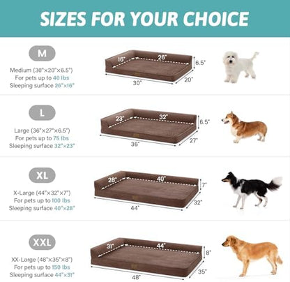 COZY KISS Orthopedic Dog Bed for Medium Small Size Dogs, L Shaped 30x20 in