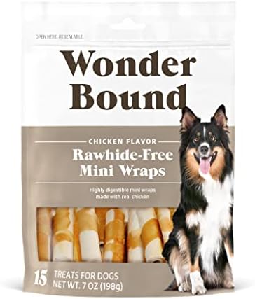Wonder Bound Chicken Wrapped Mini Sticks - 15 Count - Rawhide-Free Dog Treats, Dental Health Chews for Plaque & Tartar Control, Easy to Digest, Long-Lasting