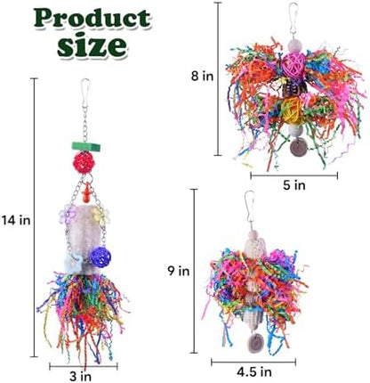 Bird Toys, Parakeet Foraging Toy, Hanging Chewing Toy, Bird Cage Accessories – Suitable for Cockatiels, Budgies, Lovebirds, Conures and Other Small Parrots