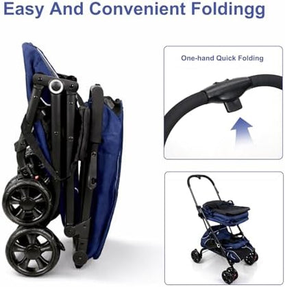 Petmolico Double Pet Stroller with 2 Detachable Carrier Bags, Blue