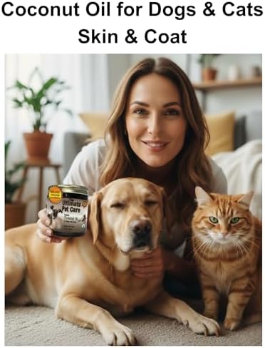 Organic Coconut Oil for Dogs, Cats, Pets, 16 oz, Dry Skin & Coat Treatment