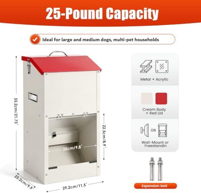 25lbs Automatic Dog Feeder Large Breed Gravity Dog Food Dispenser