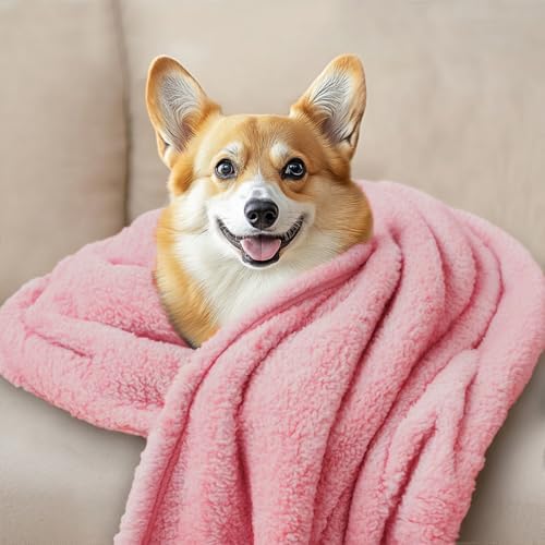 Luciphia 1 Pack 3 Calming Dog Blanket Fluffy Premium Fleece Pet Blankets Soft Sherpa Throw for Dogs Puppy Cat Pink Small (23" x16")