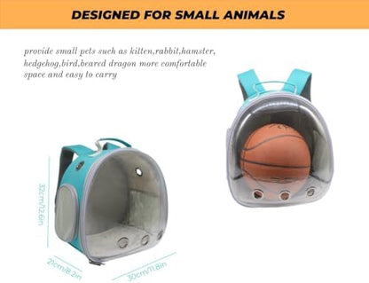 Small Animal Carrier Guinea Pig Backpack,Transparent, Breathable Backpack Carrier for Hedgehogs, Rabbits, Birds, Squirrels, Hamsters, Lizards Comfortable, Portable Travel Bag for Small Pets (Green)
