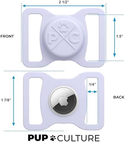 Pup Culture AirTag Dog Collar Holder, Extra-Durable, Lightweight, and Protective AirTag Case for Dog Collar -Track Your Pet Using an Apple AirTag - Dog Collar AirTag Holder- Lavender 1.5 Inch Collar