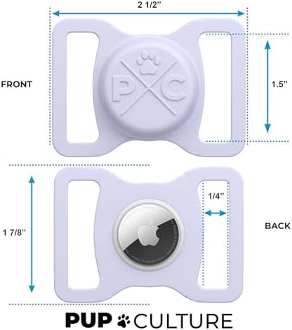 Pup Culture AirTag Dog Collar Holder, Extra-Durable, Lightweight, and Protective AirTag Case for Dog Collar -Track Your Pet Using an Apple AirTag - Dog Collar AirTag Holder- Lavender 1.5 Inch Collar