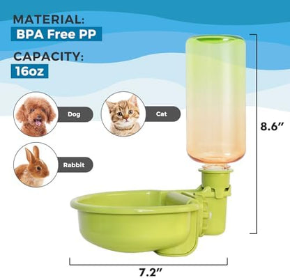 VANNON Gravity Pet Water Bowl, 16oz Anti-Splash Dispenser, Gradient Green