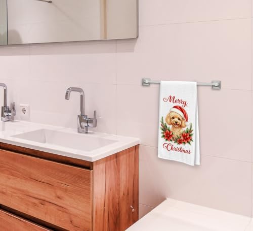 Merry Christmas Goldendoodle Kitchen Dish Towels Dishcloth 16x24