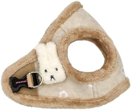 Pinkaholic New York Lidia Vest Dog Harness Step-in Warm Winter Flower Pattern for Small Dog, Beige, Large