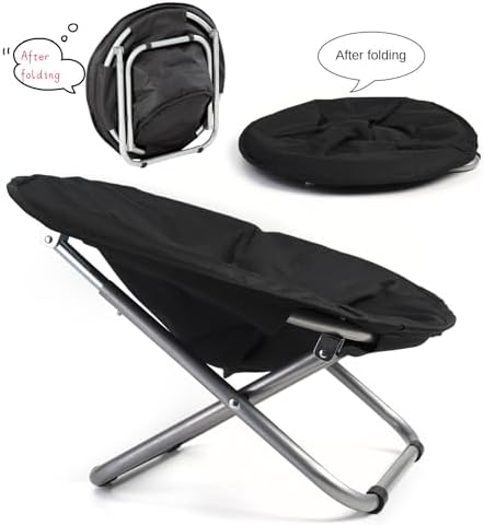 Cozy Cot Elevated Pet Moon Chair Bed for Small Dogs and Cats - Portable Foldable Adjustable Round, Water Resistant, Machine Washable (Black)