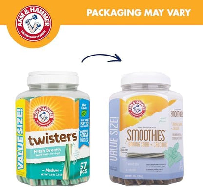 Arm & Hammer Smoothies Dental Chews for Dogs, Mint Flavor, Medium, 57 Count