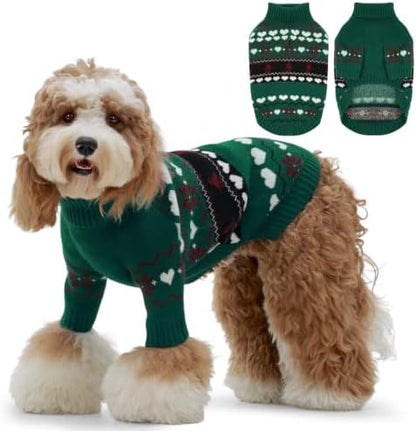 IECOii Warm Dog Sweater, Turtleneck Knitted Winter Clothes for Cold Weather