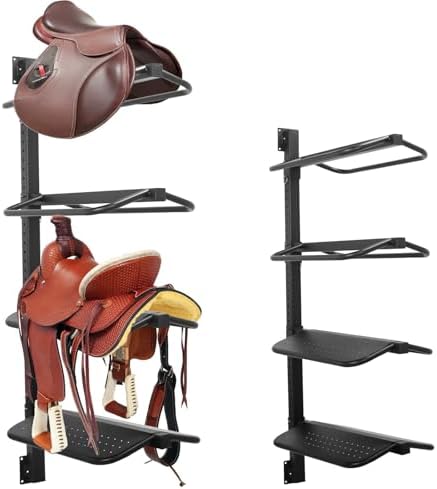 Sidasu 4 Tier Saddle Rack Wall Mount, Heavy Duty Horse Tack Storage