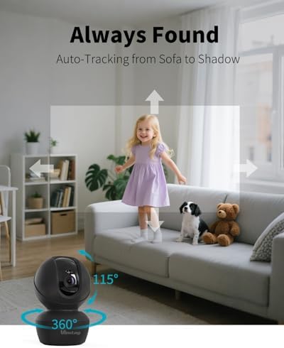 VIMTAG 5G 4MP Security Camera Indoor, 2 Pack Dog Camera with Speaker 360 Motion Tracking, IR Night Vision, Indoor Cameras for Home Security Puppy Cat, 2-Way Audio, Support Alexa, Card (Not Included)
