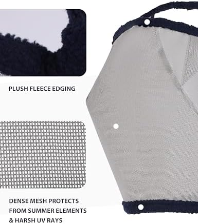 Harrison Howard All Round Mesh Horse Fly Mask UV Protective with Fleece Padded Edging Grey S