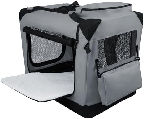 EliteField 3-Door Soft Dog Crate with Bed & Carrying Bag (2-Year Warranty)