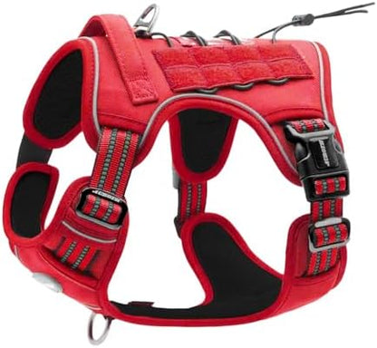 AUROTH Tactical Dog Harness for Large Dogs No Pull Adjustable Pet Harness Reflective K9 Working Training Easy Control Pet Vest Military Service Dog Harnesses Red M