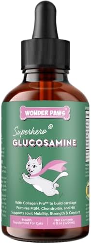 Premium Liquid Glucosamine for Cats – with Collagen, Glucosamine, Chondroitin, MSM, Taurine & Hyaluronic Acid – Cat Joint Support, Mobility & Flexibility - Hip & Joint Cat Supplement (4 Fl Oz)