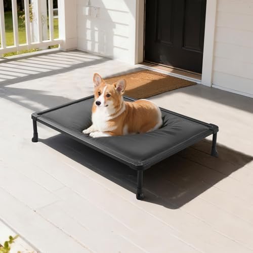 Veehoo Chew Proof Elevated Dog Bed, Padded Indestructible Raised Dog Cot