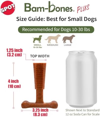 SPOT Bam-Bones Plus T-Bone Dog Chew, Beef, 4in, 10-30 lb Heavy Chewers