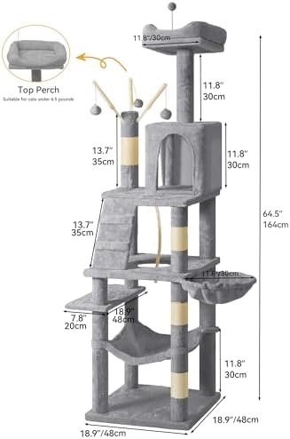 YITAHOME 64.5" Cat Tree, Multi-Level Cat Tower