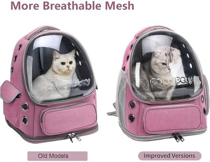 Cawypety Cat Backpack Carrier Large Space Bubble Backpack up to 12lbs Pink