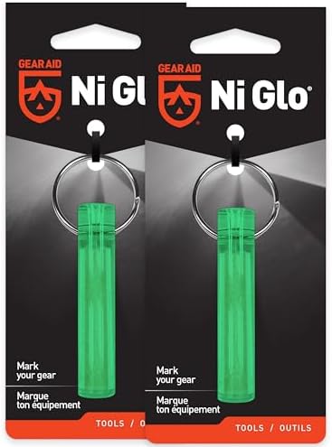 GEAR AID Ni Glo 2” UV Rechargeable Glowing Keychain – Multi-Purpose Glow-in-the-Dark Accessory for Camping