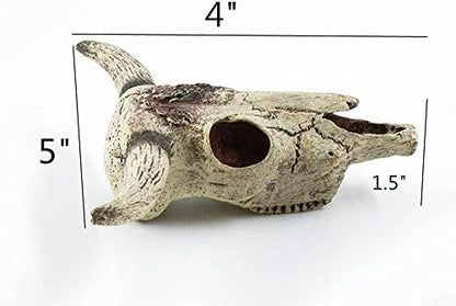 Leoyoubei Aquarium Decoration, Fish Tank Small Skull,Fish Turtle Hidden, Bonsai beautification. Cave Landscape Pet Reptile House Shrimps & Snails Love Them (Cattle Skull)