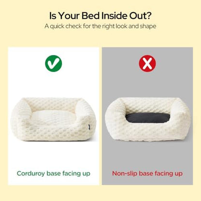 Bedsure Washable Fluffy Cute Dog Beds for Small & Medium Dogs, 25in Cream
