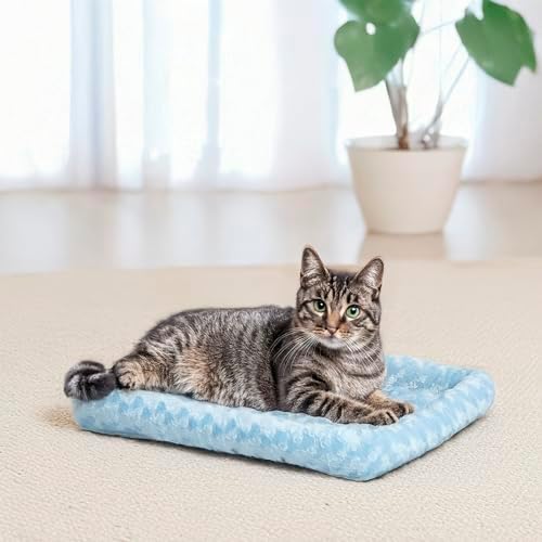 MidWest Homes for Pets QuietTime Fashion XXS Dog Bed - Blue Faux Fur Bolster, Ultra-Soft and Machine Washable, Fits 18-Inch Crates and Carriers, for Small Dogs and Cats