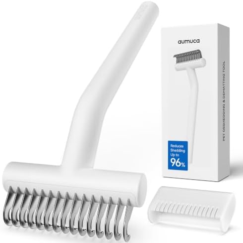 aumuca Undercoat Rake for Dogs, Deshedding & Dematting Comb for Cats, Horse