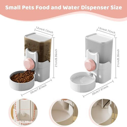 Hanging Cage Auto Pet Food Bowl Water Bottle Dispenser, 1L, Pink