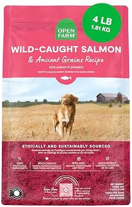 Open Farm Ancient Grains Dry Dog Food, Wild Caught Salmon Kibble, 4lb Bag