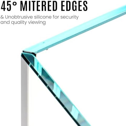 Ultum Nature Systems Ultra Clear Rimless Aquarium - Low Iron Glass Fish Tank with 45° Mitered Edges, 5mm-12mm Thick, Leveling Mat Included (25S, Shallow, 2 Gallon)