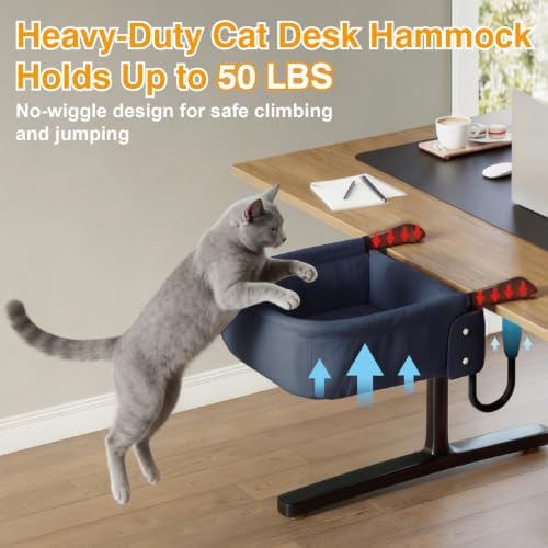 Extra-Sturdy Cat Desk Bed for Large Cats 50lbs Desk Cat Bed Attachment