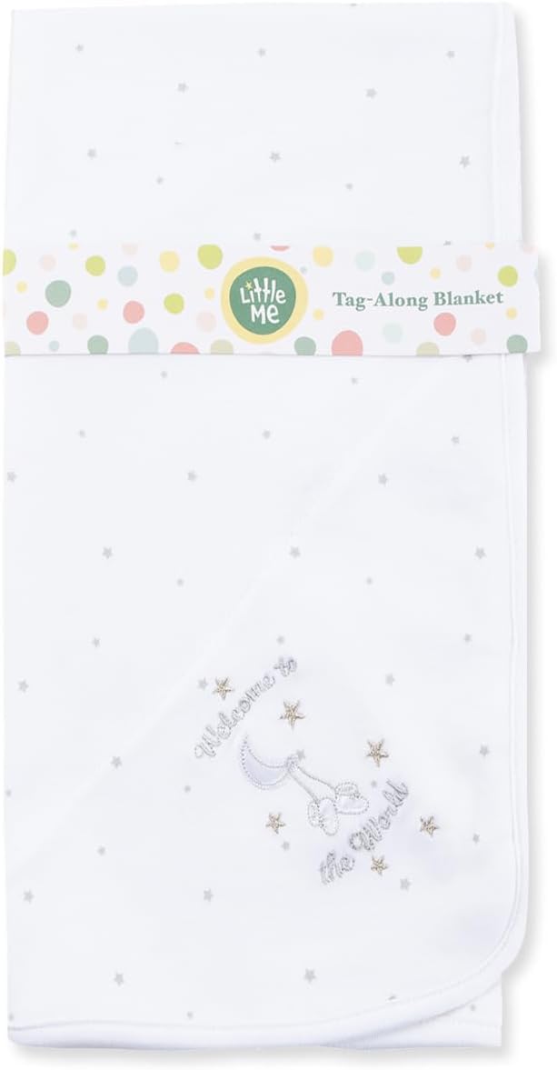 Little Me unisex baby nursery swaddling blankets, White, One Size US
