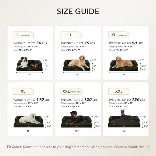 Orthopedic Dog Bed for Extra Large Dogs, 53x42in, Olive Green