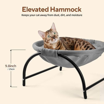 LIFLIX Raised Cat Hammock Bed, Free Standing Cat Cot with Washable Mesh, Pet Bed for for Kittens, 17.1 x 17 x 9.5 inches