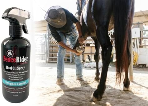 Fence Rider Hoof Oil Spray, Premium Blend of Natural Oils and Nutrients to Balance Hoof Moisture, While Working to Correct Cracks and Counteract Rot. 16 oz Ready to Use (16 oz)