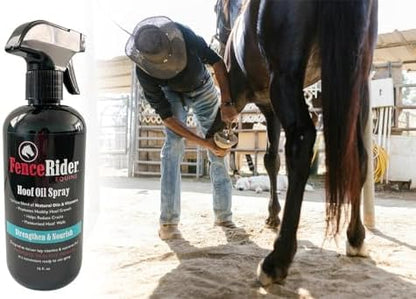 Fence Rider Hoof Oil Spray, Premium Blend of Natural Oils and Nutrients to Balance Hoof Moisture, While Working to Correct Cracks and Counteract Rot. 16 oz Ready to Use (16 oz)