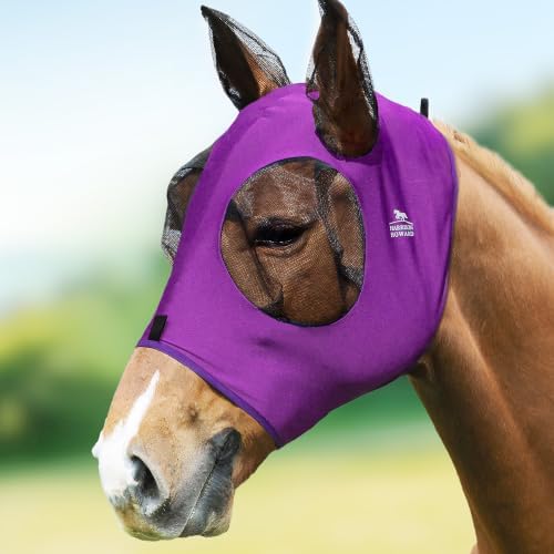Harrison Howard Super Comfort Stretchy Fly Mask Large Eye Space with UV Protection Soft on Skin with Breathability Amethyst XL Extra Full Size