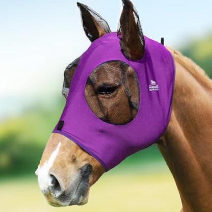 Harrison Howard Super Comfort Stretchy Fly Mask Large Eye Space with UV Protection Soft on Skin with Breathability Amethyst XL Extra Full Size