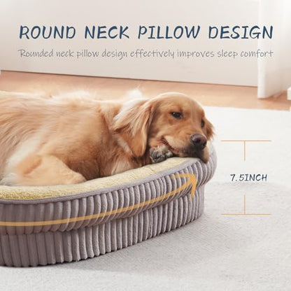 Orthopedic Dog Bed for Medium Dogs Breeds, High Density Egg Crate Foam Dog Sofa Beds,Oval Kennel Bed, Pet Couch Bed with Four Sided Bolster, Removable Washable Cover& Non-Slip Bottom