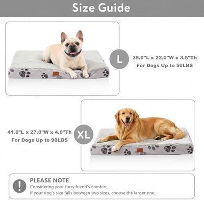Orthopedic Pet Beds for Large Sized Dog 41x27 Inch Light Grey